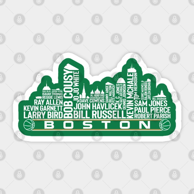 Boston Basketball Team All Time Legends, Boston City Skyline Sticker by Legend Skyline